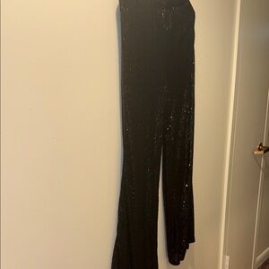 Fashion Nova Black Sequin Flare Jumpsuit